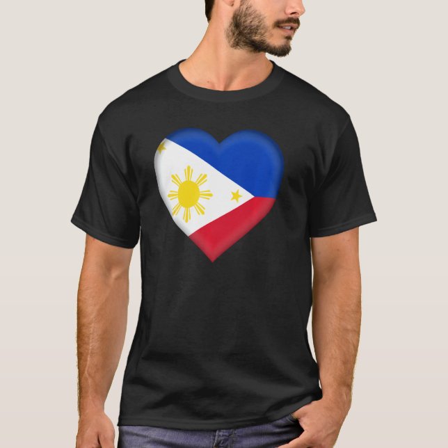T-shirt I Love Philippines Filipino Drapeau Il Tenue Pullo (Devant)