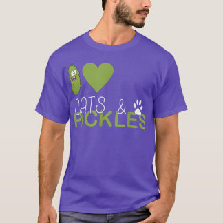 T-shirt I Love Pickles & Cats, Pickle Vegetable Farming Ve