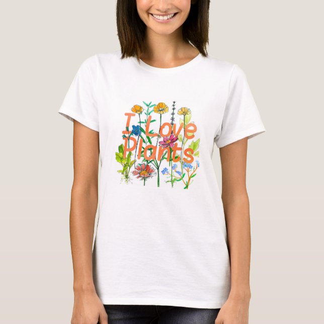 T-shirt I Love Plante Gardening California Poppies Herbes (Devant)
