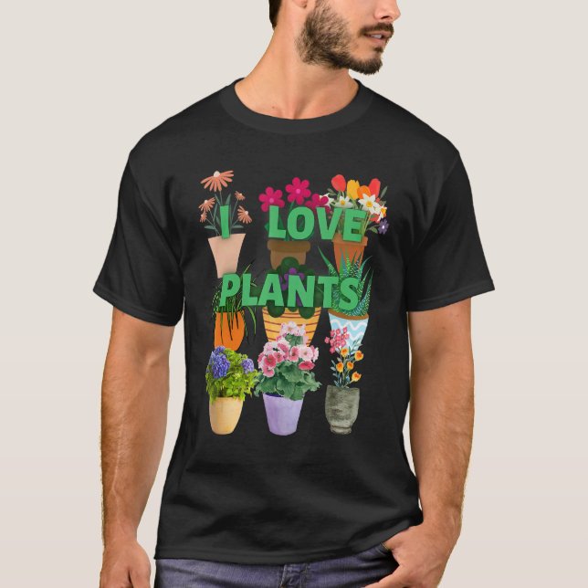 T-shirt I love plants Many Pots (Devant)