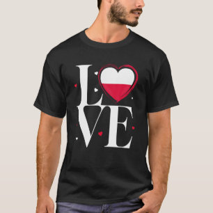 T-shirt I Love Pologne Vintage Polonais Racines Coeur Polo