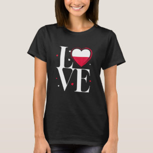 T-shirt I Love Pologne Vintage Polonais Racines Coeur Polo