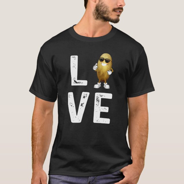T-shirt I Love Potatoes Vegetable  Potato In Sunglusses (Devant)