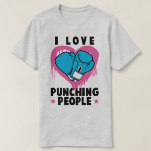 T-shirt I Love Punching People Boxing Funny Humour Tee