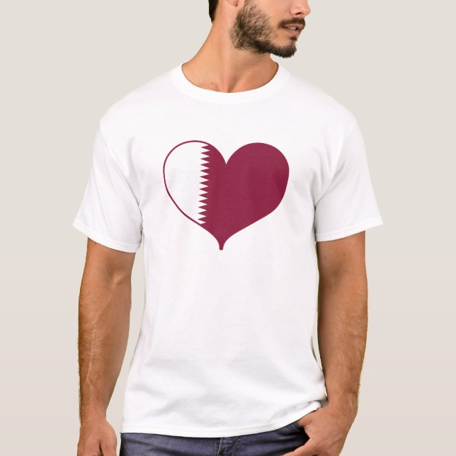 T-shirt I Love Quatar Drapeau (Devant)