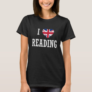 T-shirt I Love Reading England Union Jack Drapeau Coeur En
