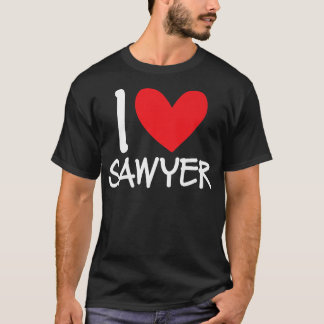 T-shirt I Love Sawyer Nom Hommes Personnalisés Guy BFF Ami