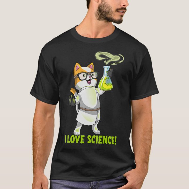T-shirt I Love Science Chimie Chat Cute Cation Pawsitive (Devant)