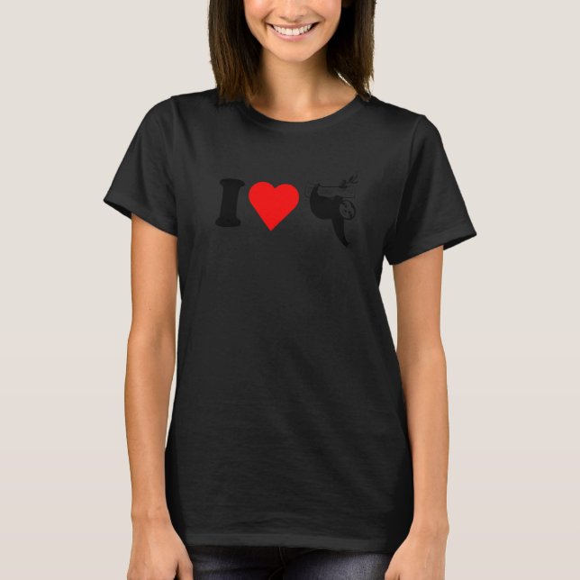 T-shirt I Love Sloth Red Heart Valentines Day Funny Sloth  (Devant)