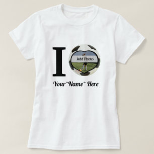 T-shirt I Love Soccer Ajouter nom, Coeur photo Cadre