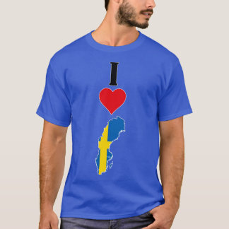 T-shirt I Love Suède Vertical I Heart Swedish Drapeau Cart