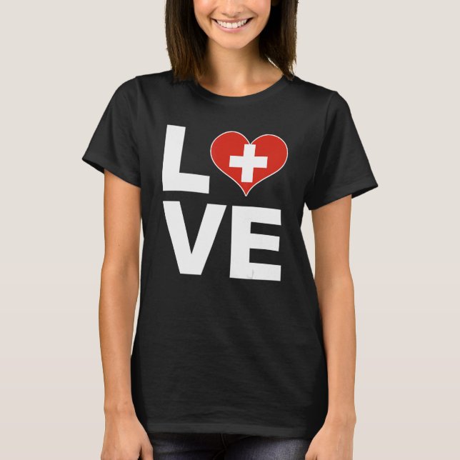 T-shirt I Love Suisse Coeur Drapeau Suisse (Devant)