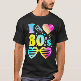 T-shirt I Love The 80S Colorful Tie Dye Tee Cool Sunglasse