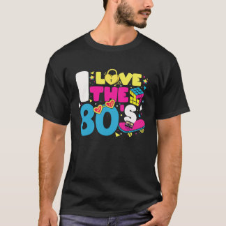 T-shirt I Love The 80s Heart Color Vintage Retro Party