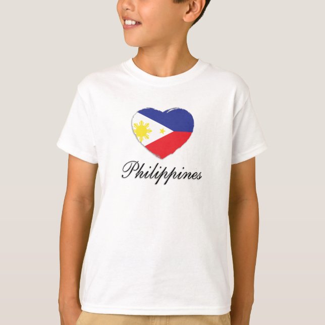 T-shirt I Love the Philippines with Flag Heart (Devant)