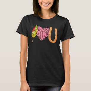 T-shirt I Love U Mexicaine Valentines Day Conchas Elotes C