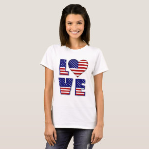 T-shirt I Love USA Heart American Drapeau Citation Femmes