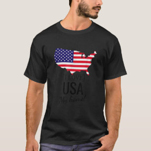 T-shirt I Love USA My Home Carte des Etats-Unis d'Amérique