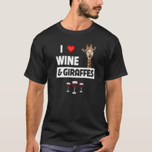 T-shirt I Love Vin et Giraffes Boire Verre Safari Ani