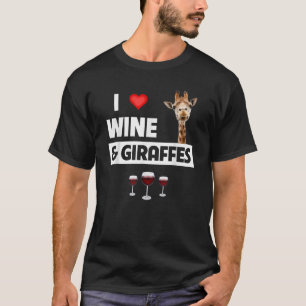 T-shirt I Love Vin et Giraffes Boire Verre Safari Ani