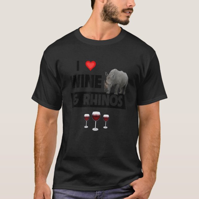 T-shirt I Love Vin et Rhinos Boire Rhinoceros Safari (Devant)