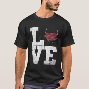 T-shirt I Love Vin Rouge Vin Verre Coeur - Boisson de vin 