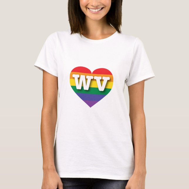 T-shirt I Love West Virginia Rainbow Heart (Devant)