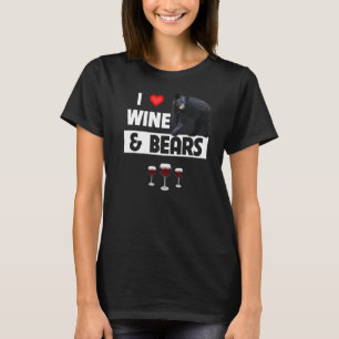 T-shirt I Love Wine and Bears Boire Camping Faune A