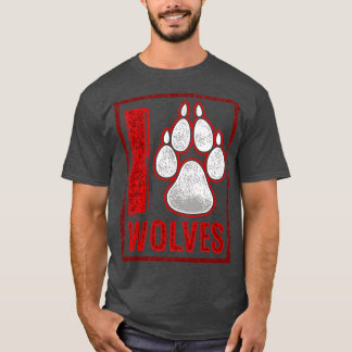 T-shirt I Love Wolves Coeur Empreinte de patte