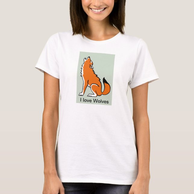 T-shirt I love WOLVES - Dessin animal en voie de dispariti (Devant)