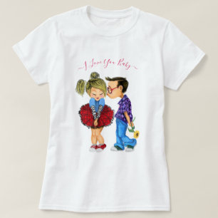 T-shirt I Love You Baby - Mignonne Romantique Couple Love