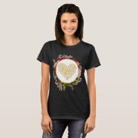 I Love You Fancy Golden Heart with Floral Frame