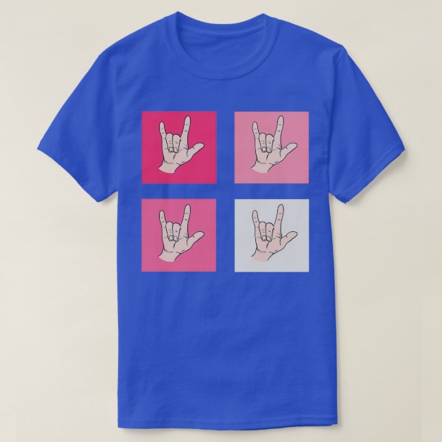 T-shirt I Love You in ASL Pink I (Design devant)