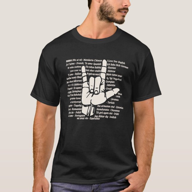 T-shirt I Love You in Different Languages ASL Valentine Da (Devant)