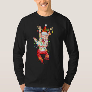 T-shirt I Love You Sign Language Santa Hat Reindeer Horns