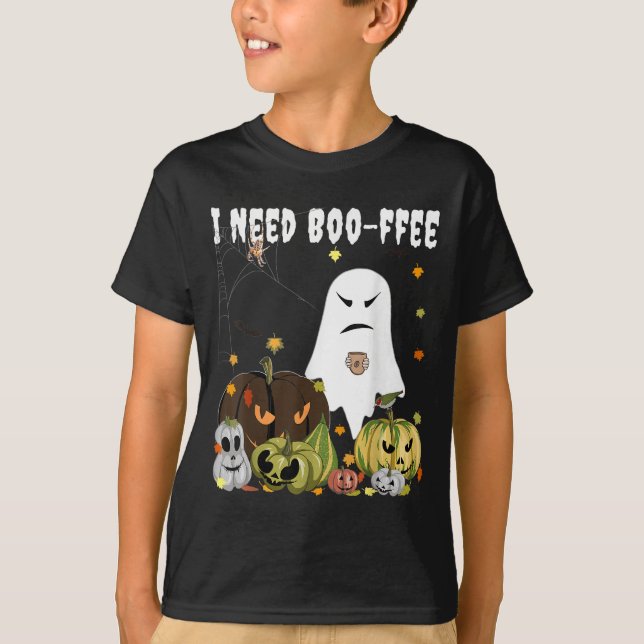 T-shirt I Need Boo-ffee Ghost Jack-o-lantern Coffee Lover  (Devant)