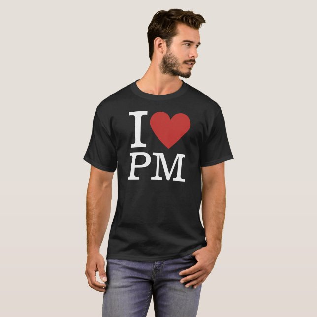 T-shirt I ❤️ PM Gestion de projet pour les employés CUSTOM (Devant entier)