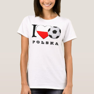 T-shirt « I Polska Soccer love » football coeur Heart 