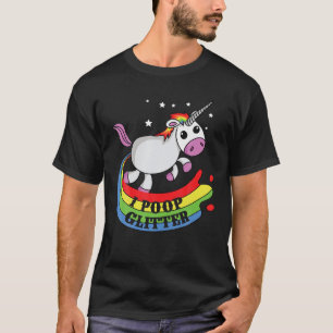T-shirt I Poop Parties scintillant T Shirt Unicorne