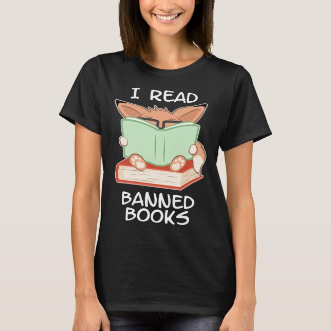 T-shirt I read banned books nerd fox (Devant)