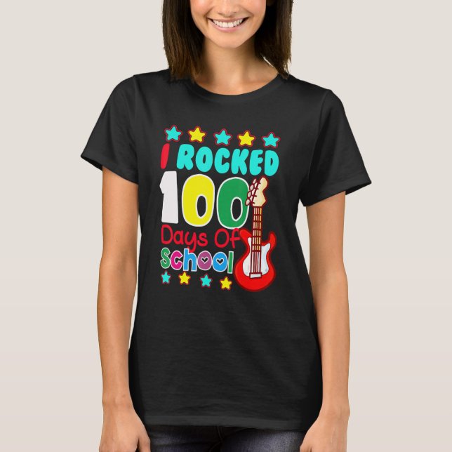 T-shirt I Rocked 100 Days Of School Guitar  Music 100th Da (Devant)