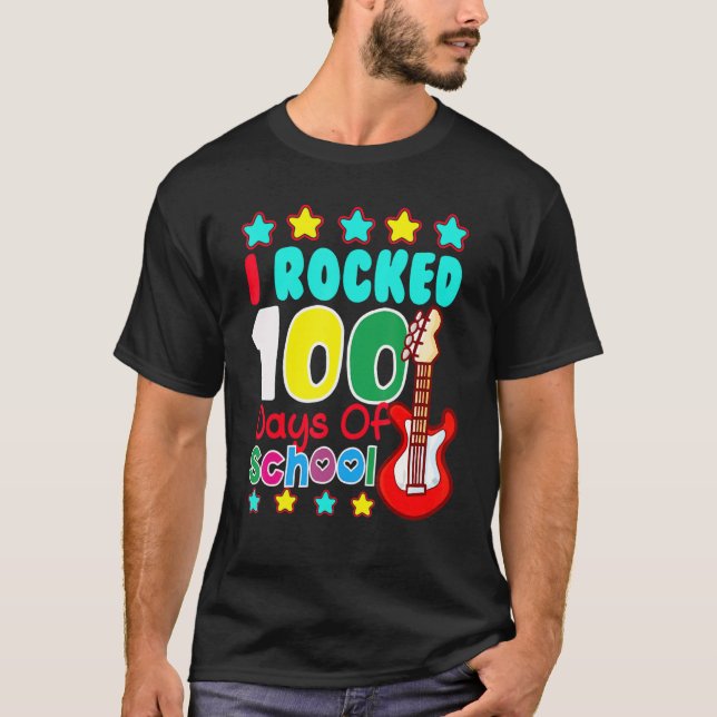 T-shirt I Rocked 100 Days Of School Guitar  Music 100th Da (Devant)