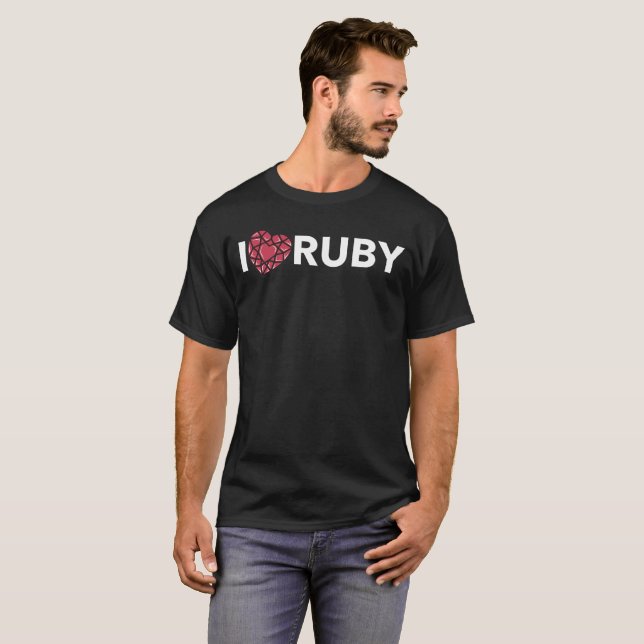 T-shirt I ruby Geek programmeurs love Nerd Ruby on Rails (Devant entier)