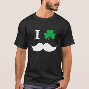T-shirt I Shamrock Leaf Irlandais moustache Jour de la Sai