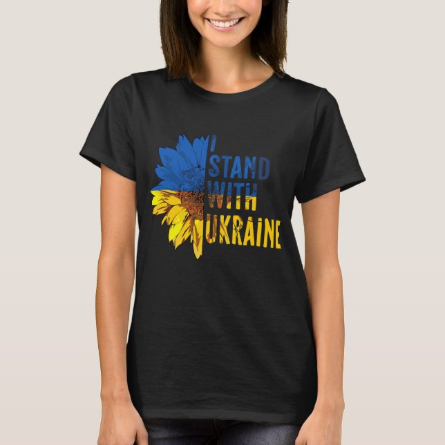 T-shirt I stand with Ukraine. Sunflower symbol of Peace.  (Devant)