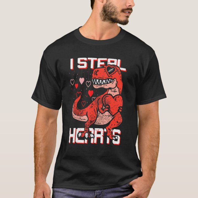 T-shirt I Steal Hearts Trex Dinosaur Valentines Day Video  (Devant)