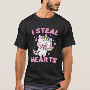 T-shirt I Steal Hearts Unicorn Cute Kids Valentines Day