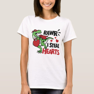 T-shirt I Steal Hearts Valentine Dinosaur Saint Valentin