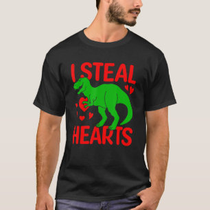 T-shirt I Steal Hearts Valentines Day Boys Kids Dinosaur R