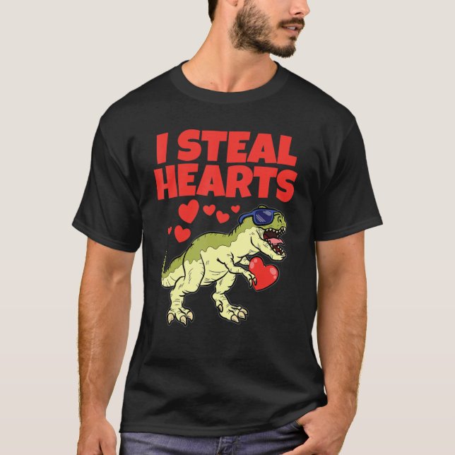 T-shirt I Steal Hearts Valentines Day mignonne Dinosaure T (Devant)